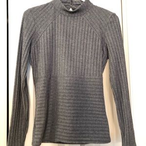 Bebe Mock Neck Open Back Blouse